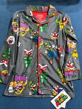 Super Mario Kids' Gray Character Pajama Top - 4/5